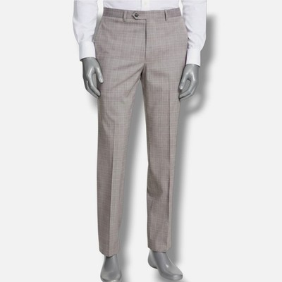 Michael Kors Mens Beige Plaid Classic Fit Performance Dress Pants Size 33W 30L