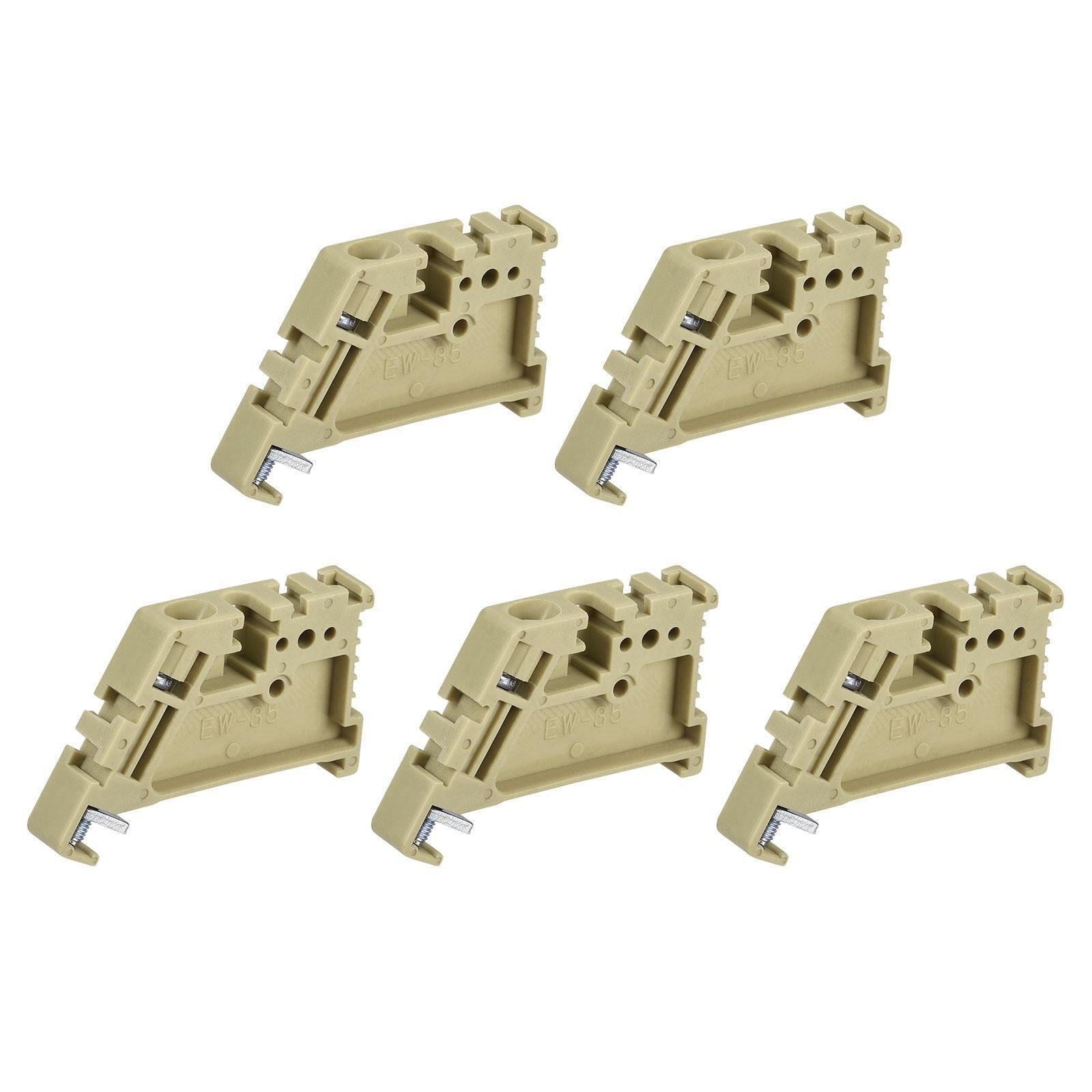 DIN Rail Mount Terminal Blocks End Stopper Screw Type Clamp Yellow EW/35 20 Pcs
