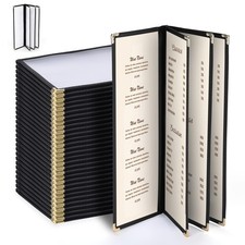 WeChef 30 Pcs Restaurant Menu Covers Holders for 4.25 x 14" Paper 4 Page 8 View