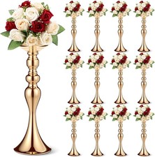 Gold Metal Flower Stand Set - 12 Pcs Tall Centerpieces for Weddings & Events