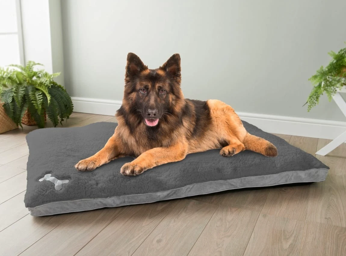 Hund Dog Memory Foam XL Fleece Pet Bed Ultimate Comfort & Support Snuggly Grey