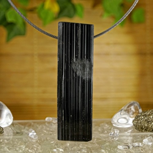 XL Schörl Anhänger gebohrt Natur Spitze schwarzer Turmalin *Schutzstein 56 mm - Bild 5 von 5