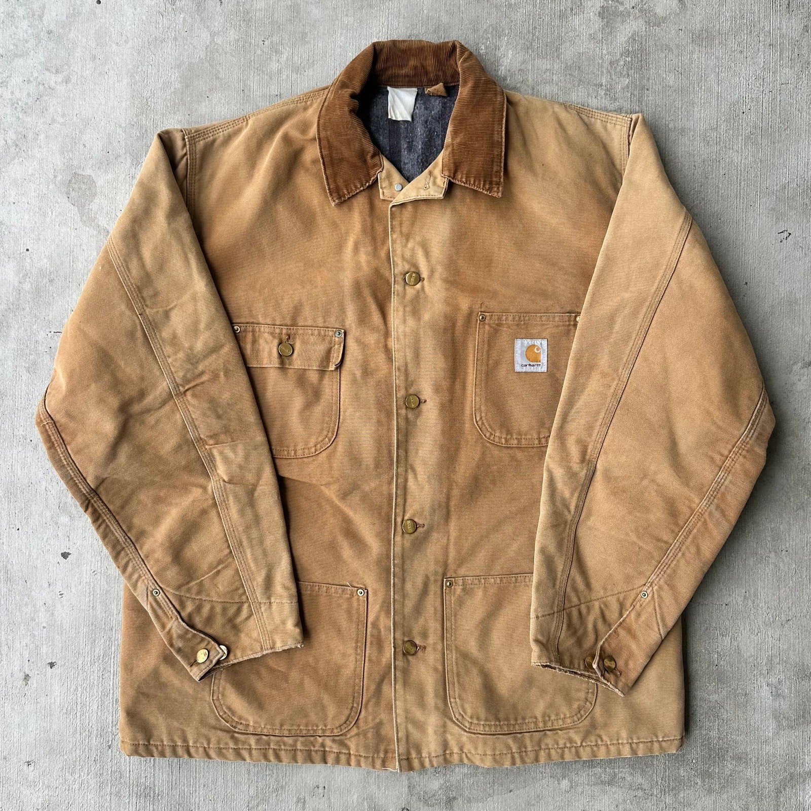 Vintage Y2K Brown Carhartt Work Jacket for Men Retro Chore Coat