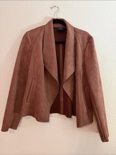 Tahari Dusty Rose Suede Open-Front Jacket NWO...
