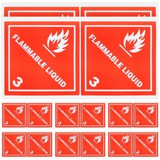  20 Pcs Flammable Liquid Symbol Sign Danger Warning Stickers Caution