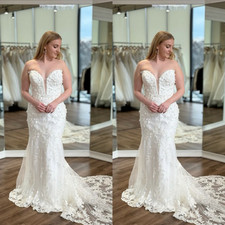 Elegant Mermaid Wedding Dresses Sweetheart Lace Applique White Ivory Bridal Gown