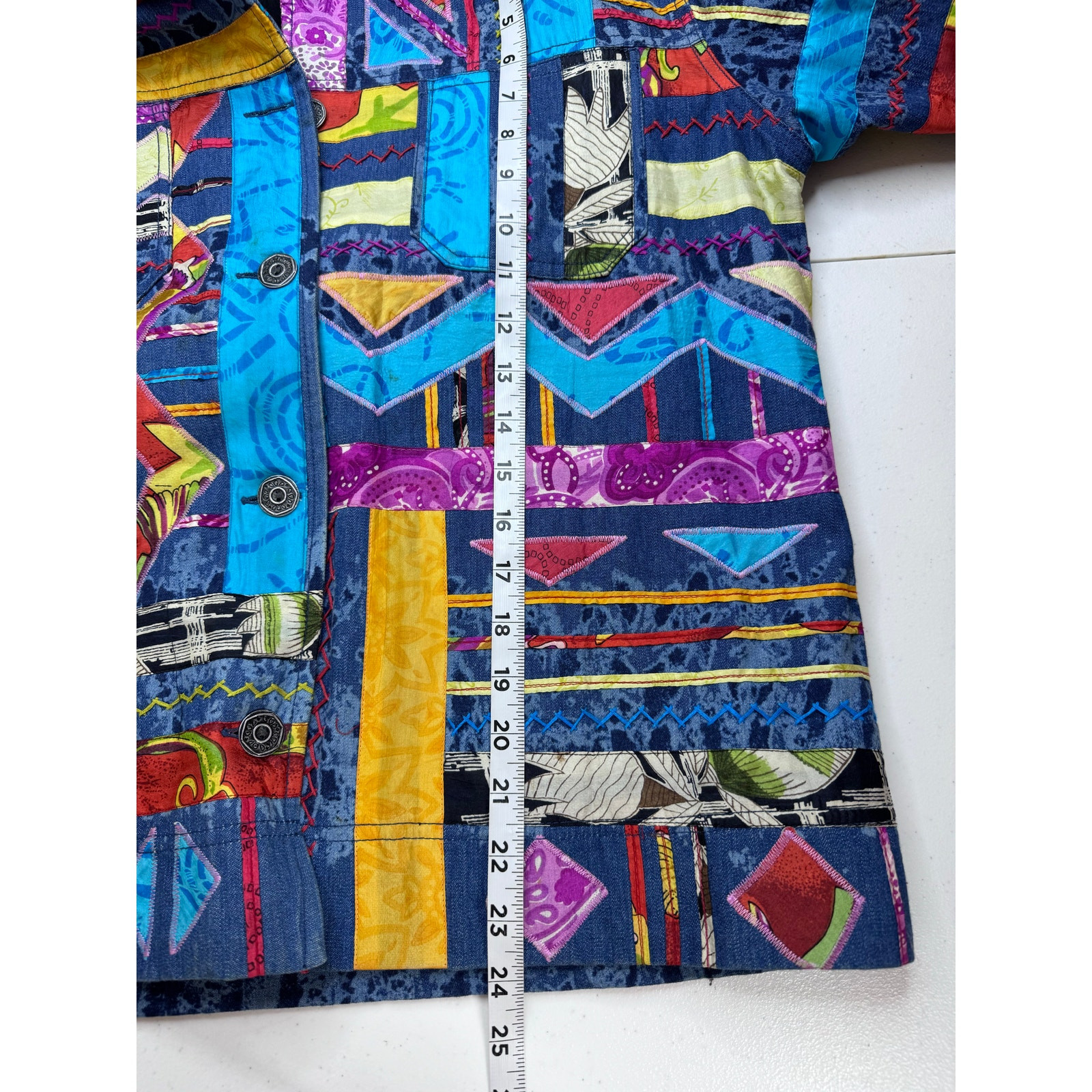 Chico's Design Vintage Silk Patchwork Colorful Ja… - image 5