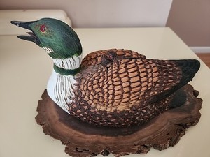 Hand-Carved Wooden Loon with Chick Frederick’s Sculptured Wildlife Classics NY