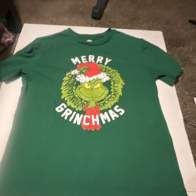 Grinch Dr. Seuss Merry Grinchmas Green Cotton Crew Neck T-Shirt Men s M