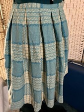 Vintage 1960s Bobbi Brooks Light Blue Plaid Pleated Wool Skirt XS/S 24Waist