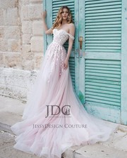 Gorgeous Pink Strappy Wedding Dress Wedding Dress 32-60 Tailored Lace Up