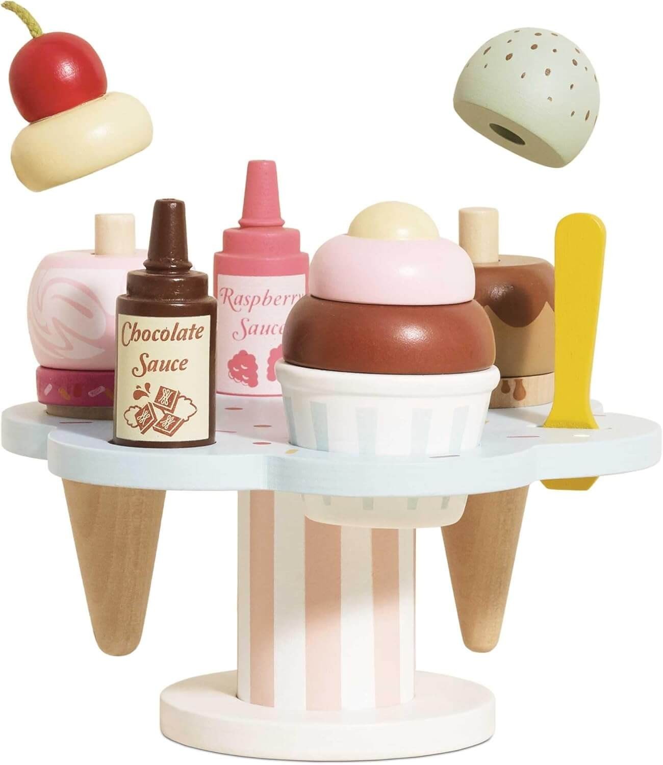 Le Toy Van Wooden Ice Cream Set with Tray for Toddlers, Pretend Play Food Toy - Image 2