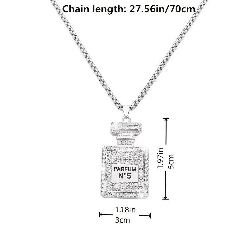 Cute Perfume Bottle Pendant Titanium Steel Necklace with Chain Unisex Decoration