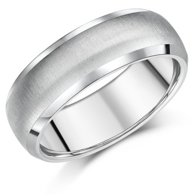 7 mm Titan Ring Herren Verlobung Ehering matt & poliertes Muster Design  