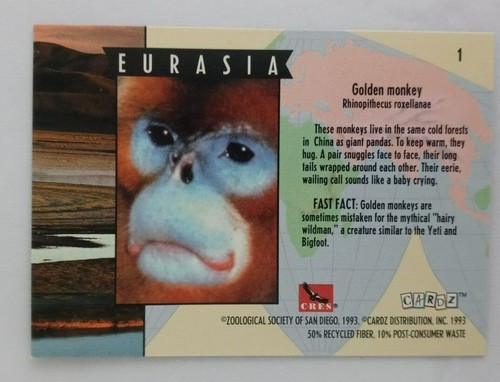 1993 CARDz San Diego Zoo Trading Cards (Pick Your Card) - Picture 3 of 221