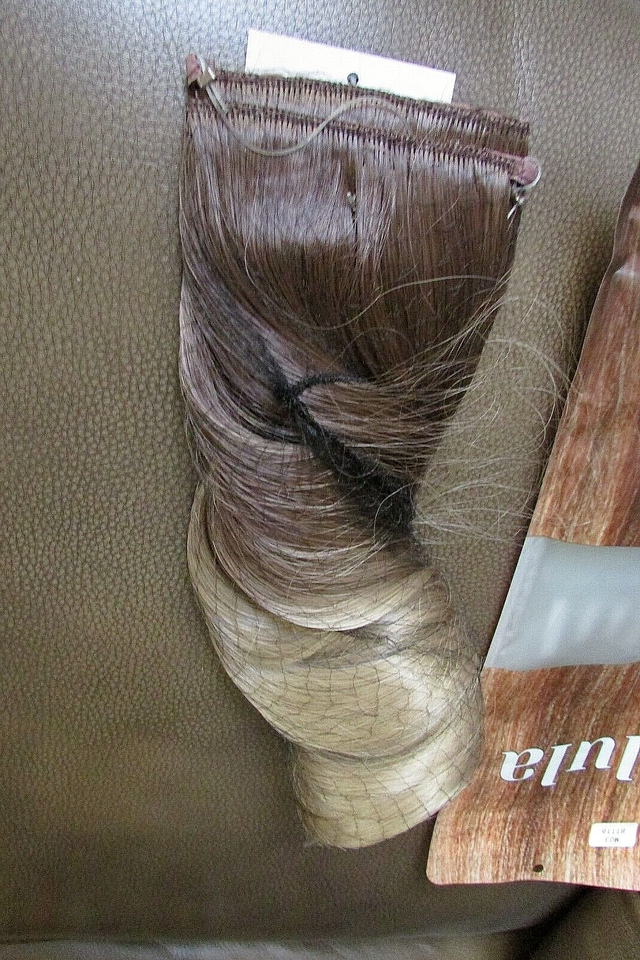 Lula Halo Hair Extension 16" wavy Medium Brown/blonde ombremo3 8TT16