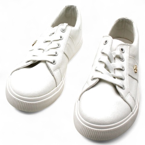 Zapatilla deportiva para mujer Lauren Ralph Lauren Janson II de lona óptica blanca (talla 8,5) - Imagen 2 de 7
