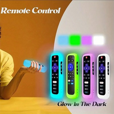 1pc Glow-In-The-Dark Universal Silicone Remote Cover With Lanyard For TV Remote