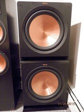 3 Klipsch R-115SW Powered Subwoofers, Brushed Black Polymer Veneer. Multi-Sub