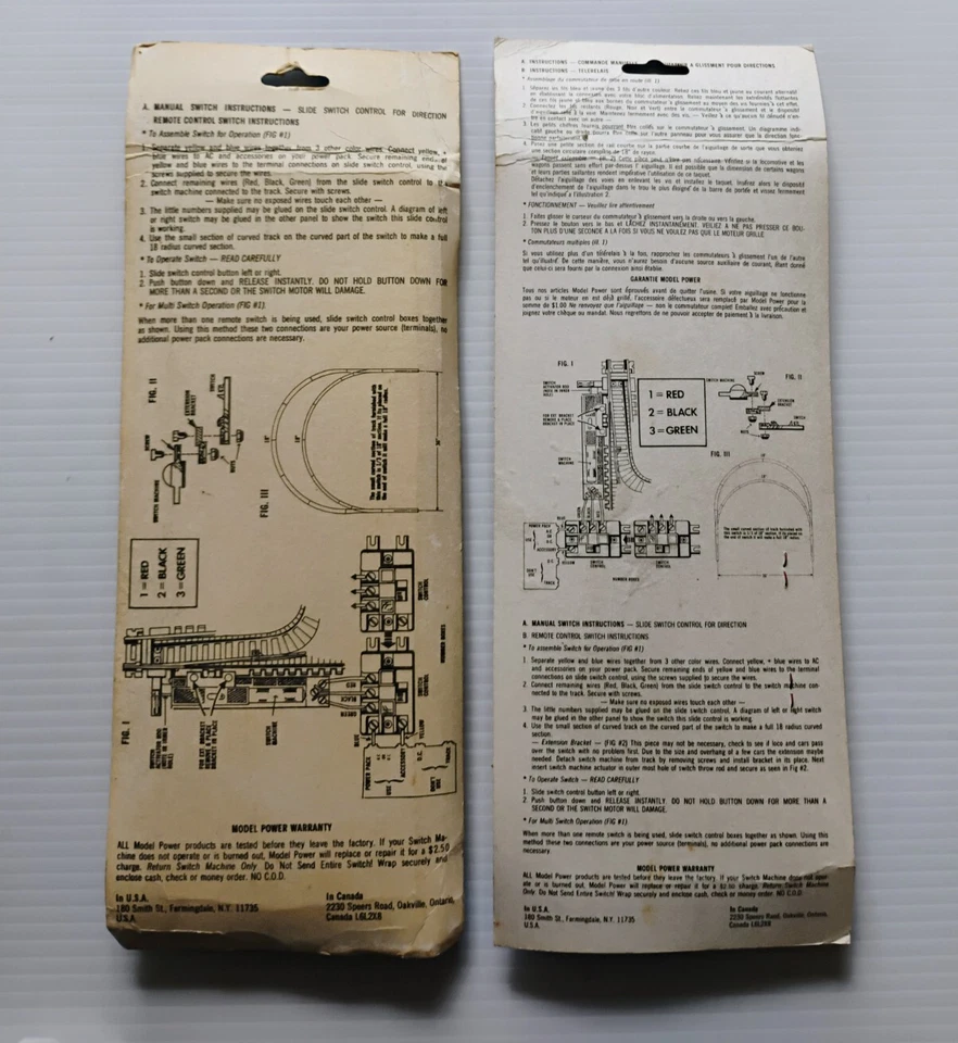 2 MODEL POWER LEFT REMOTE CONTROL SWITCH W/ REPLACEABLE MOTOR STANDARD HO TRACK - Image 4 of 4