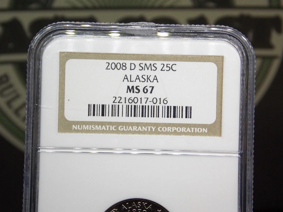 2008 "D" State **ALASKA** Washington SMS Quarter 25c NGC MS67 #016 GEM BU ECC&C - Image 4 of 4
