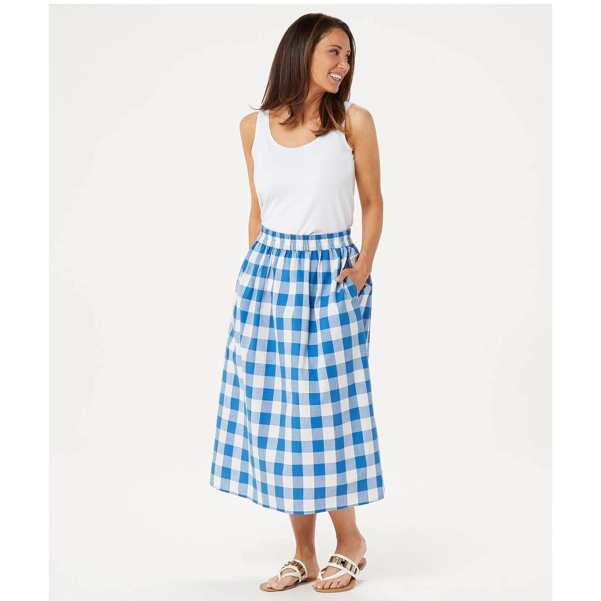 Petite check midi skirt 2025