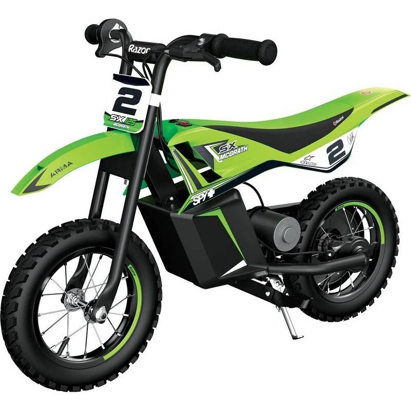 Green electric dirt clearance bike