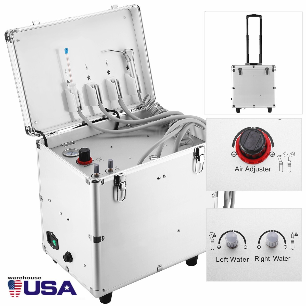 Portable Dental Delivery Unit Treatment Syringe Suction Turb