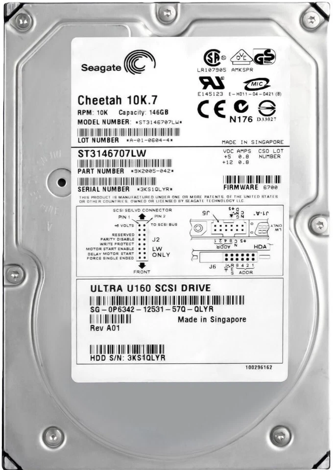Hard Drive Dell 0P6342 P6342 146GB 10000U/Min 8MB SCSI U160 ST3146707LW 3.5 " - Image 3 of 3