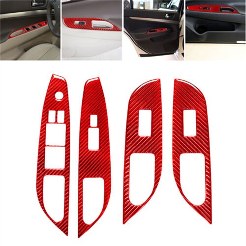 For Infiniti G37 Sedan 2010-13 Red Carbon Fiber Interior Full Set Kit Trim 30Pcs - Picture 5 of 11