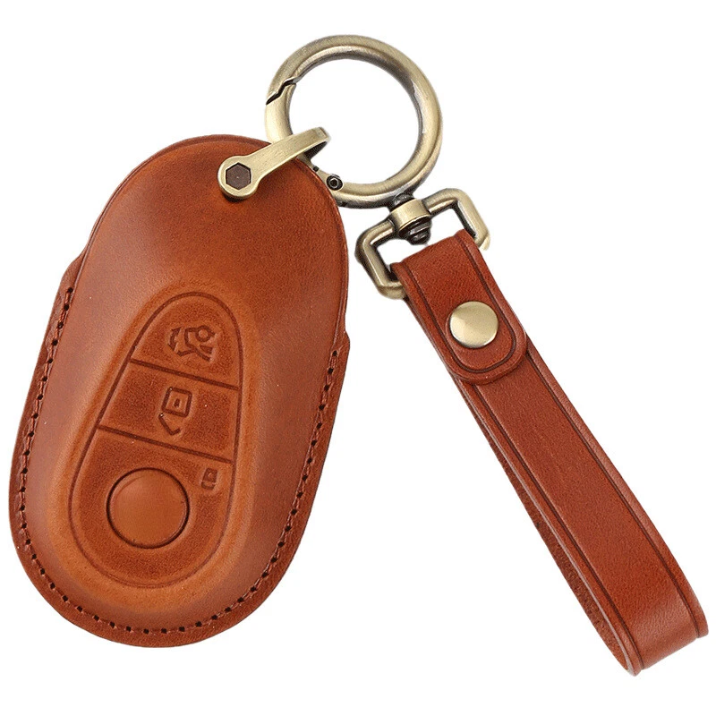 Leather Remote Key Fob Cover Case Shell Holder Bag for Mercedes Benz S400 S500l Foto 3 de 4
