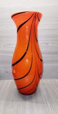 Large MURANO 19" Orange Black Stripped Vase BEAUTIFUL With Sticker