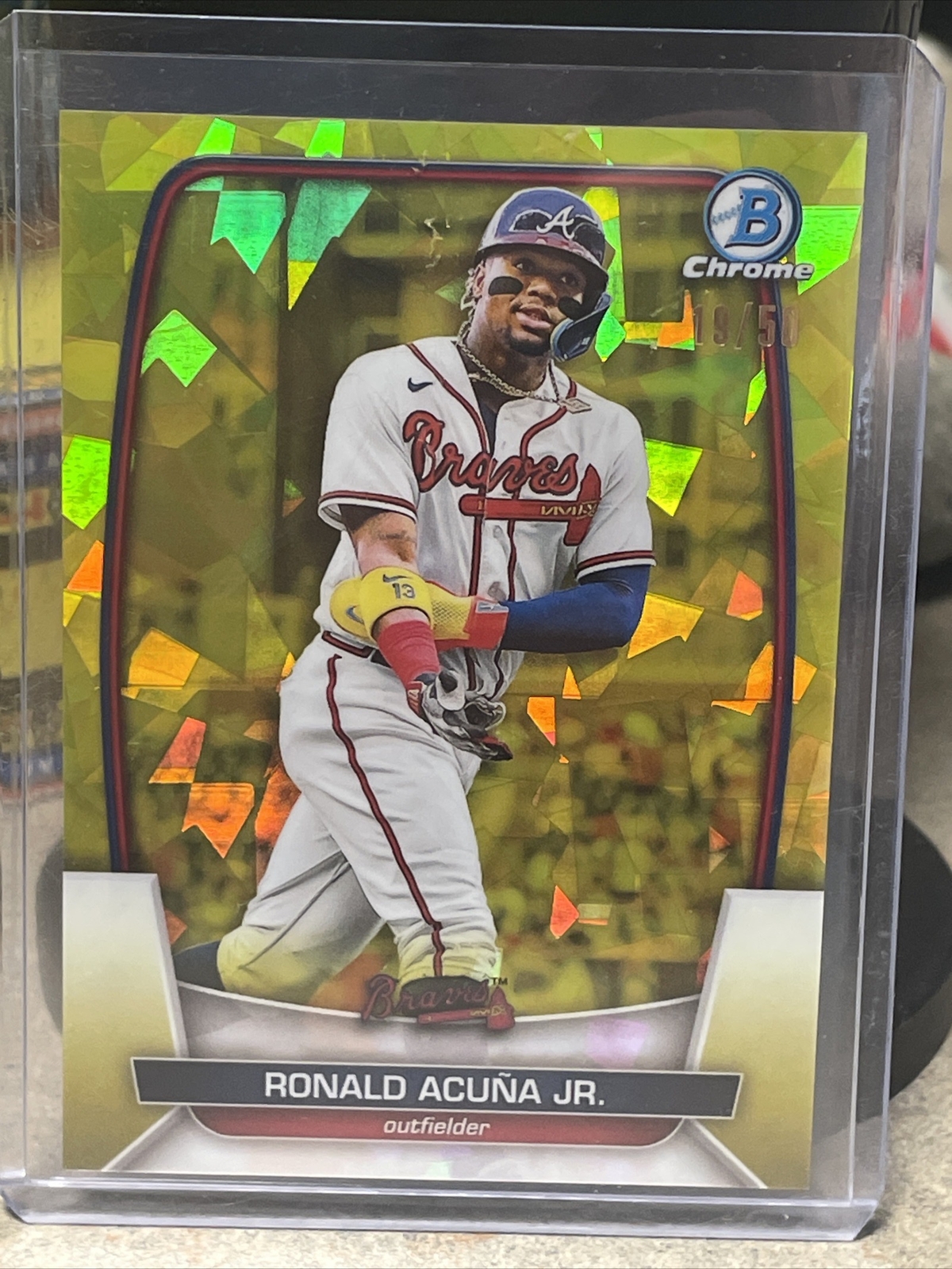 2023 Bowman Chrome Sapphire Ronald Acuna Jr. Yellow /50 #93 Braves
