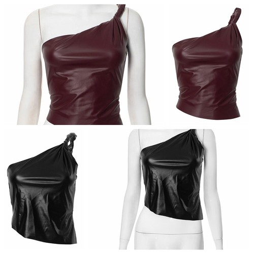 Women Tops Leather Daily Wear Hot Tank Slim-fitting Waistcoat Solid Color Vest - Picture 6 of 53
