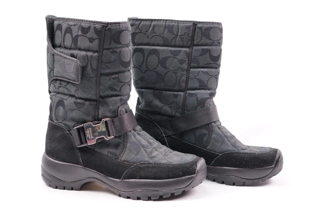 Coach Boots Black Sharron Signature Monogram All Weather Vibram
