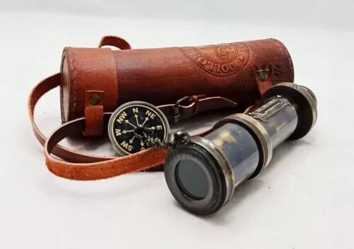 Telescopio Náutico Pirata Retráctil De Latón Antiguo Negro Para Niños