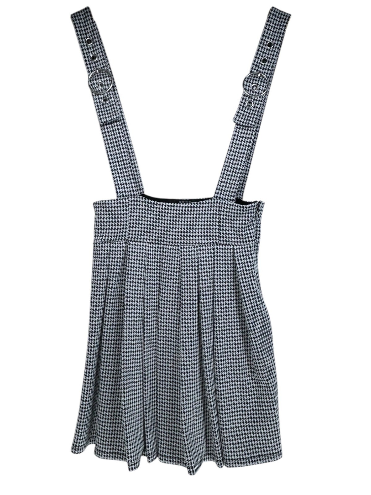 Forever 21 Mini Skirt Overalls Black White Houndstooth Goth Both Y2K Casual