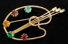 Vintage Costume Jewelry Unmarked  Painter's Palate & Brushes Rhinestone Brooch