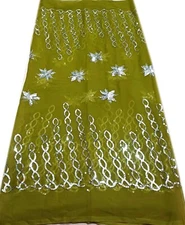 Heavy Green Vintage Dupatta Georgette Embroidered Long Stole Wrap scarf Hijab