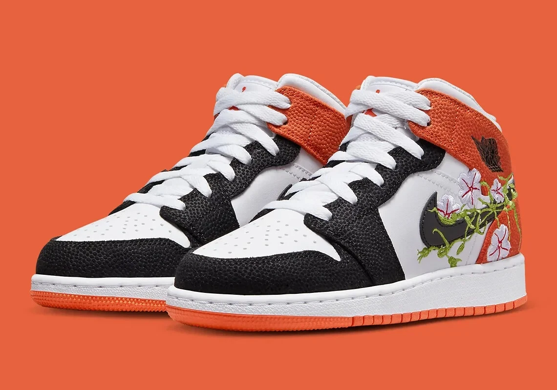 Nike Air Jordan 1 Mid SE 'Basketball Blossom' Starfish DQ8390-100 GS Sizes New