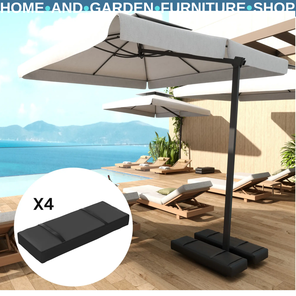 Cantilever Parasol Base 4-Piece Umbrella Stand Weights Bags with