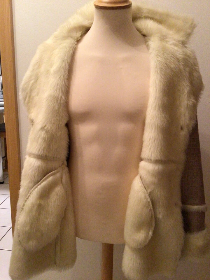 Damen-Felljacke Dennis Basso Größe 44 Farbe beige/braun - Bild 3 von 4