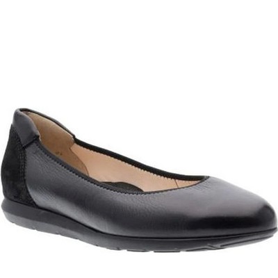 Ara Sardinia Women's Black Leather Wedge Ballet Flats Casual 1213302-01
