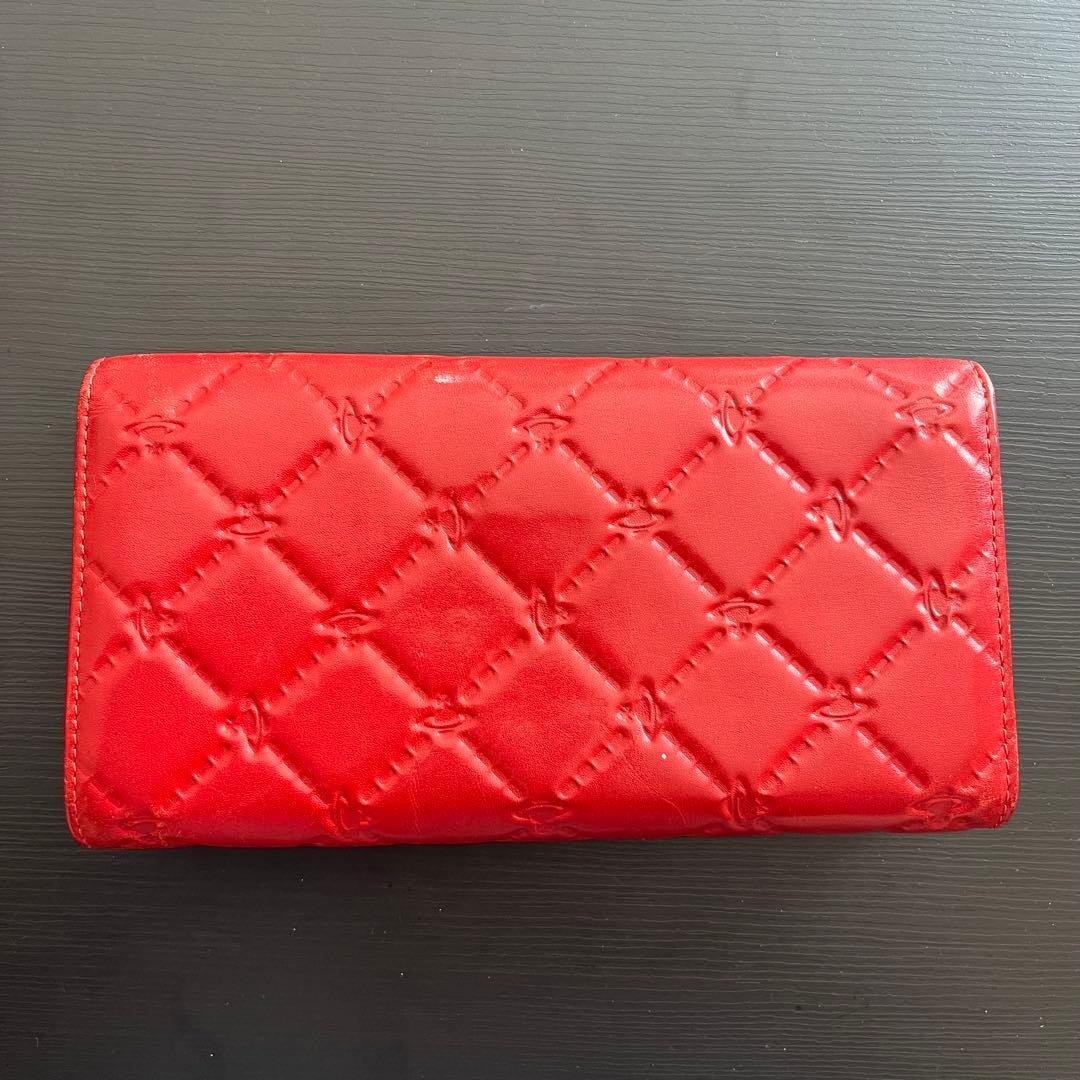 Vivienne Westwood Quilted Long Wallet Red Orb Logo Boxed Vintage