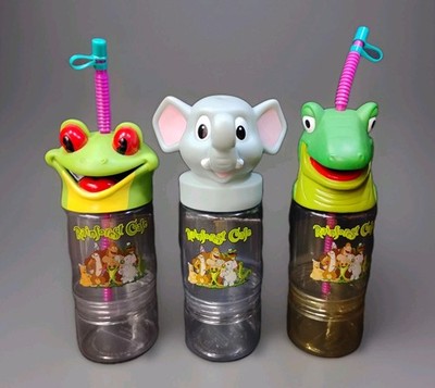 Rainforest Cafe 3D Head 3pc Souvenir Snack/ Water Bottles Frog/Iguana/Elephant