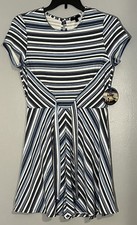Bebop Blue & White Stripes Short Sleeve Dress Sz XL NWT Vacation Cruise Sale!!!
