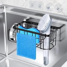 4-in-1 Sponge Holder for Kitchen Sink Kitchen Organizers and Storage with Adh...