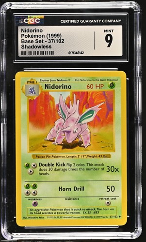 Nidorino (Shadowless) graded CGC 9 for sale on eBay