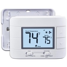 Non Programmable Thermostat for Home 2 Heat 2 Cool Multistage System, White