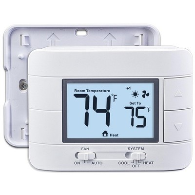 Non Programmable Thermostat for Home 2 Heat 2 Cool Multistage System, White